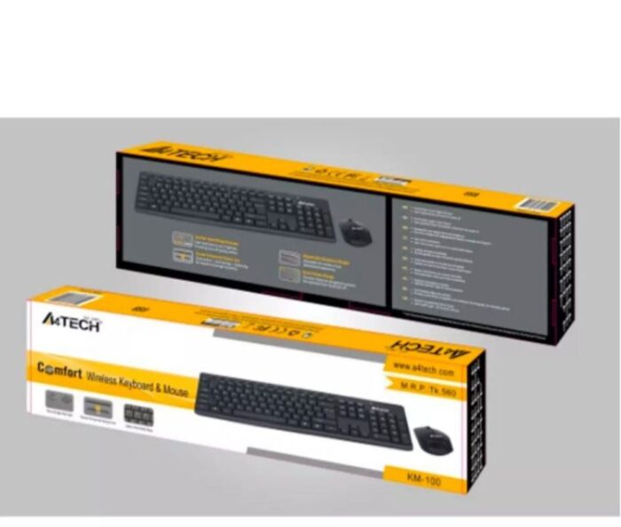 KM100 A4TECH WIRELESS KEYBOARD AND MOUSE COMBO GTS